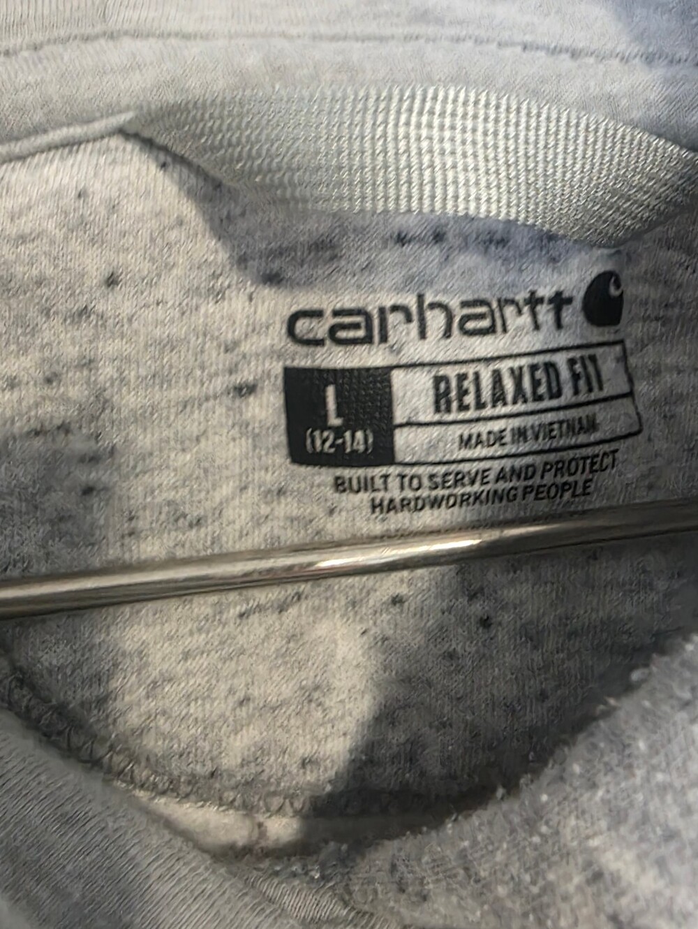 Carhartt Gray Logo Hoodie - Heather Gray - KIDS LARGE SIZE 14-16/WOMANS SIZE S - Picture 9 of 9